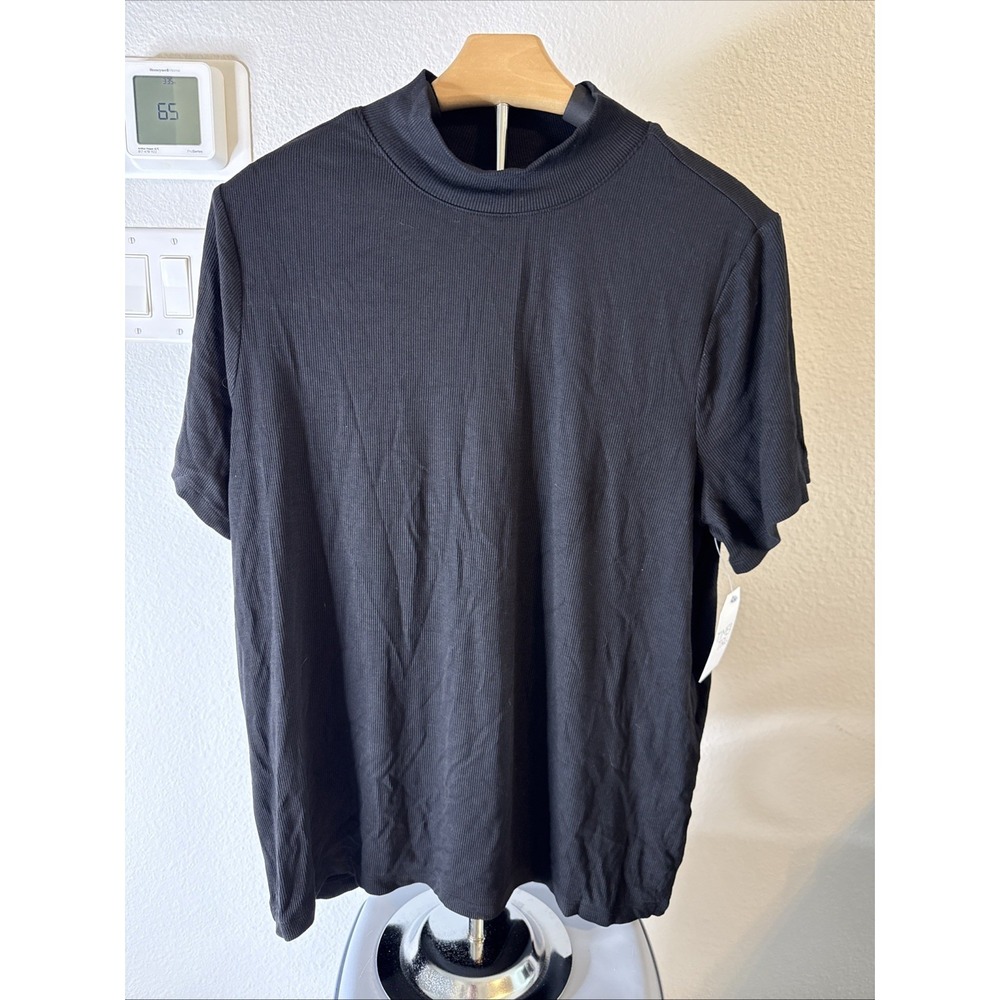 Time and Tru Top Knit Thermal Short Sleeve Fitted Shirt Black Size XL (20) NWT